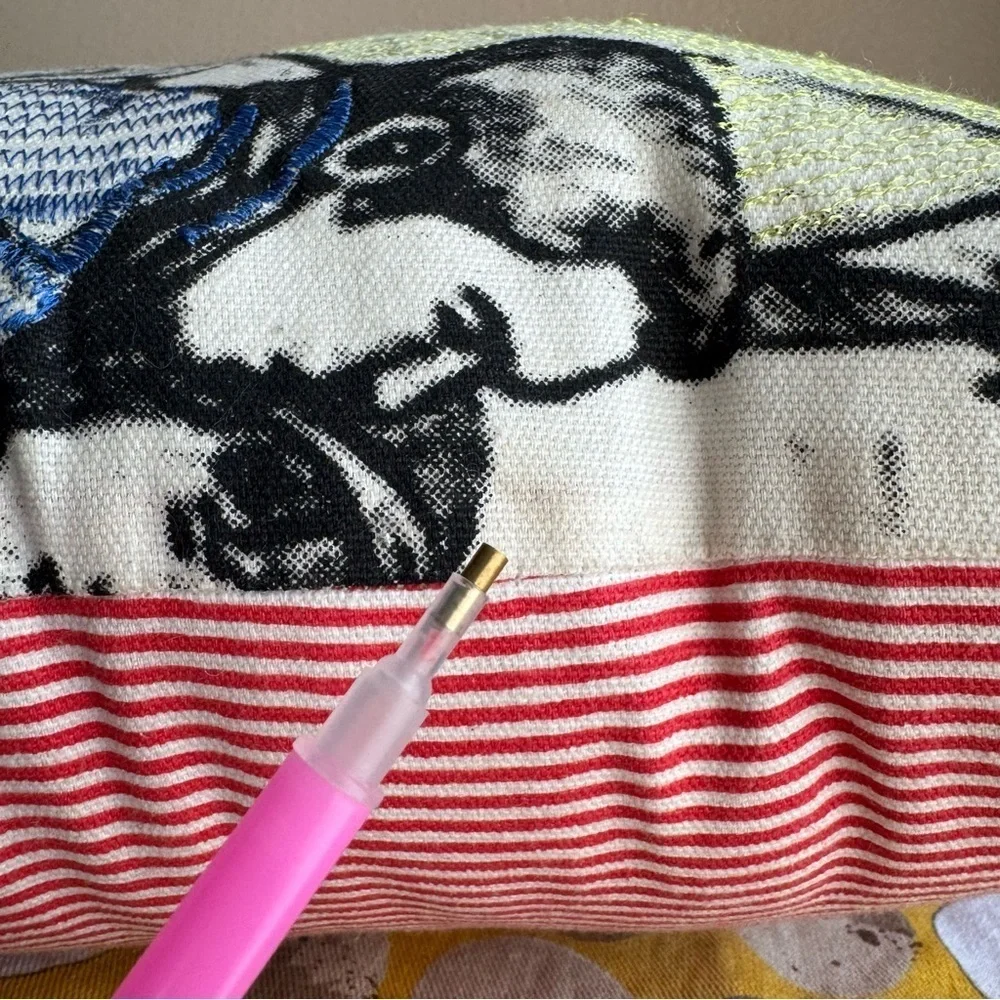Embroidered Crowd sketch small pillow